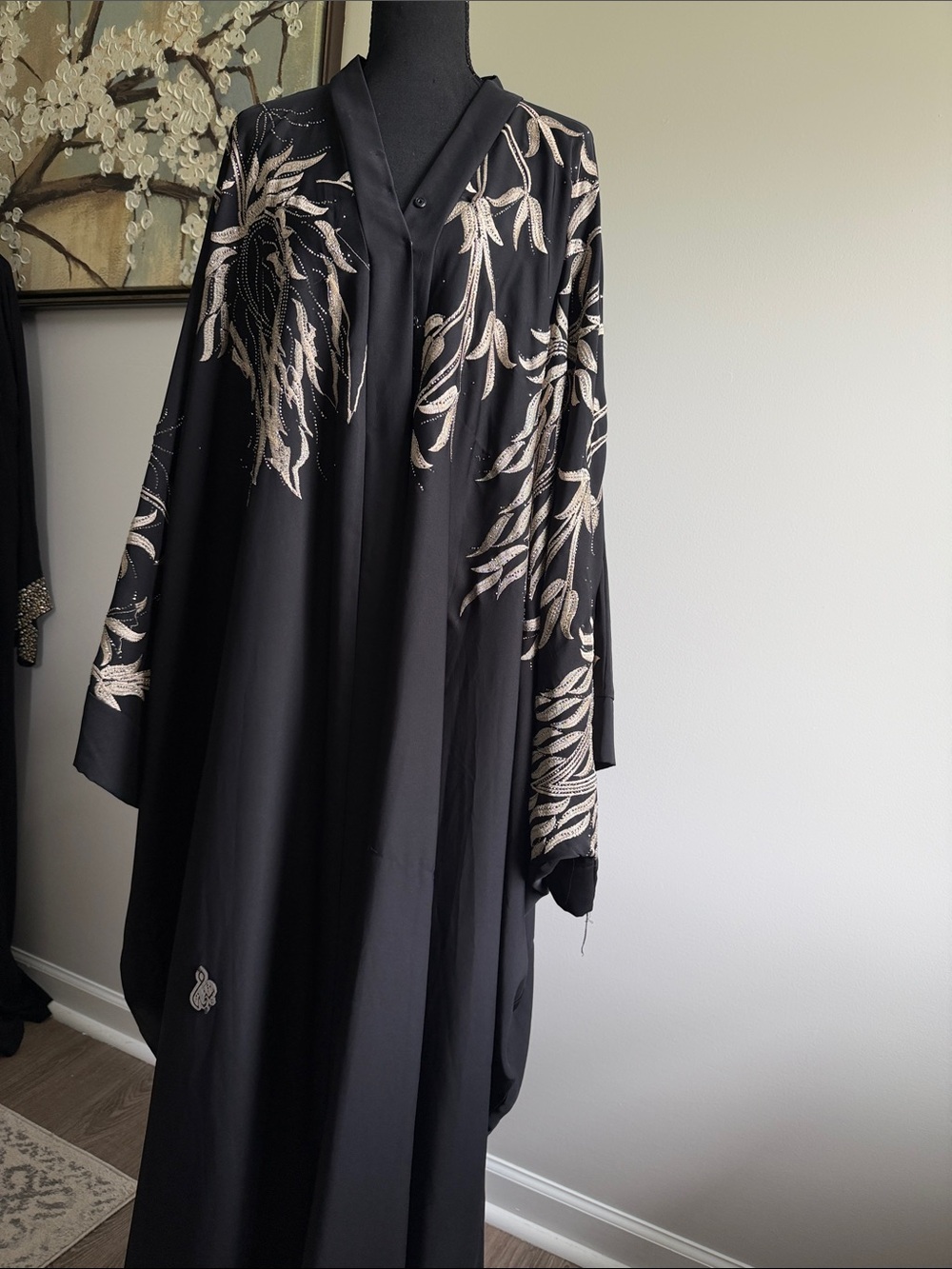 Abaya 
Luxury Black Abaya with Gold Embroidery – Elegant Formal Modest Wear